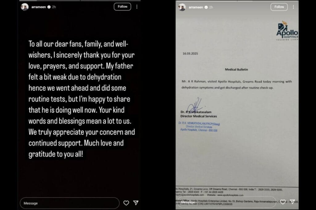 AR Rahman Hospitalized: Shocking Health Update Revealed by Son