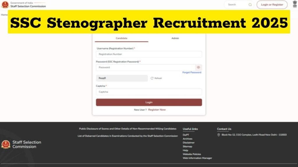 SSC Stenographer Group C and D Recruitment 2025
